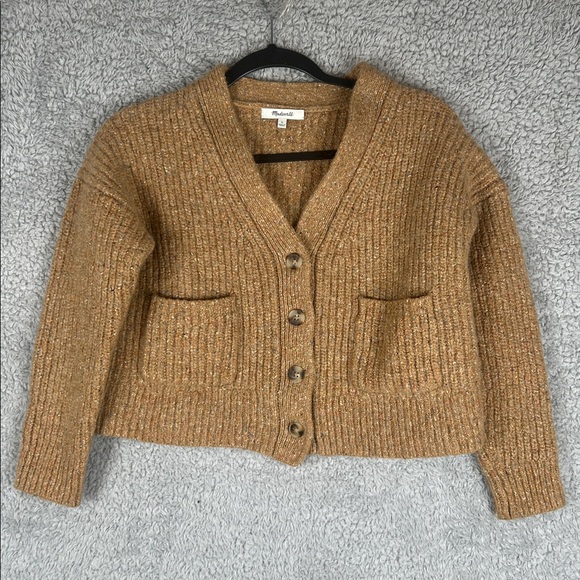 MADEWELL Long Sleeve Some Wool Cropped V- Neck, Button-Up Sweater, Size L - Picture 15 of 15